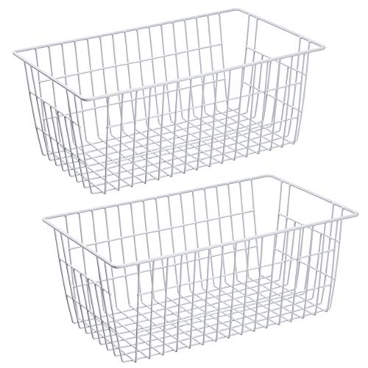 SANNO Freezer Baskets Wire Storage Baskets Closet Baskets Bin Farmhouse Organizer Storage Bins Organization Storage for Home, Office, Bathroom, Pantry -Set of 2, 15.7"